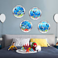 Pikkukuva 2 / 5: 4 cps 3D-valokuvaus vedenalainen seinätarra Kylpyhuone Sea Life Animal Decal -vinyylijuliste, 100 % uusi B