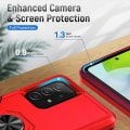 Miniatyrbild 4 av 5: För Samsung Galaxy A52 4g/5g/a52s 5g Defender Series Välskyddad Pc + Tpu cover Rotary Ring Kickstand Case Red Rose