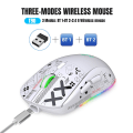 Miniatyrbild 5 av 5: 2,4ghz Bluetooth trådlös mus spelmus 3 läge Rgb bakgrundsbelysning Trådlös optisk USB spelmus 3600dpi Uppladdningsbara Mute möss White