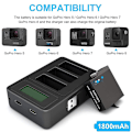Miniatyrbillede 2 af 5: 1800 mah batterier kompatibelt Gopro batteri, usb nøjagtig opladning display oplader kompatibel Gopro Hero 8/7/6/5 sort kamera Gopro tilbehør 1charger
