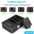 Pikkukuva 2 / 5: 1800mah akut Yhteensopiva Gopro-akku, USB tarkka lataus näyttölaturi Yhteensopiva Gopro Hero 8/7/6/5 musta kamera Gopro-tarvikkeet 1charger