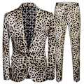 Miniatyrbillede 1 af 3: Fxiaoxian mænds 2 stk leopardprint jakkesæt med én knap med blazer og bukser M