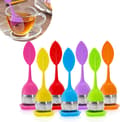 7-pack silikon teinfuser, söt lös teinfuser, finmaskig tesil med droppbricka, infuser för kopp och mugg
