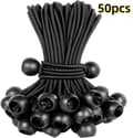 50-pak - Elastisk snor - 15 cm kraftig imiteret elastisk snor med kugle - (Sort)