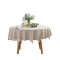 Beige Rund Duk - Tvättbar Duk med Linne-look - Boho Duk - 150cm