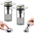 Miniatyrbilde 1 av 5: 2 stk. vaskepropp 34-40 mm avløpspropp med sil, pop-up avløpspropp laget av rustfritt stål med hårfilter universell eksentrisk propp avløpsfilter