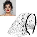 1 damhårprydnad, bröllopshårprydnad, mesh-slöja för kvinnor och flickor (svart)
