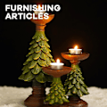 Miniatyrbild 3 av 5: Julgransljusstake i harts, rustik värmeljushållare F