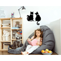 Miniatyrbild 4 av 7: Metallväggkonstdekor, minimalistisk katt leker med fjäril rolig metallväggkonst, moderna abstrakta linjeritningar husdjursskulpturer för vardagsrum. Two cat