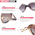 Miniatyrbilde 3 av 6: Solbriller Dame Polariserte Retro Designer Solbriller Store Innfatning Oversized Shades UV400 Beskyttelse