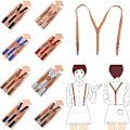 Miniatyrbilde 3 av 5: Unisex Y-form Sterke 3 Klyper Bukseseler Elastiske Stropper Brun S