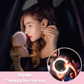 Miniatyrbild 3 av 6: LED-upplyst smink spegel, 1x/10x förstoring, justerbar ljusstyrka, dubbelsidig hopfällbar smink spegel för handväskor, plånböcker, fickor - Rosa pink