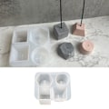 Miniatyrbillede 2 af 5: Geometrisk Beton Røgelsespindeholder Form Rund Firkantet Røgelse