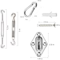 Miniatyrbillede 2 af 7: Hardware-sæt til solsejl 5 tommer til installation af trekantede og rektangulære solsejl, 304 rustfrit stål, 80 stk.
