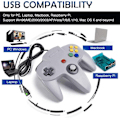 Miniatyrbillede 2 af 4: Retro USB Controller til N64 Spil, N64 Klassisk USB Controller Hvid White