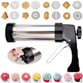 Miniatyrbillede 1 af 7: Cookiepresse i rustfrit stål, sprøjtepistol, cookiesæt med 8 cookieplader og 8 dyser til jul, fødselsdag, gør-det-selv cookie maker
