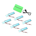 Miniatyrbillede 3 af 5: 6 stk. 3,7v 520mah 30c Opgraderet -po Batteri Med Usb Oplader Til Xk