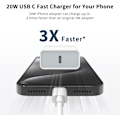 Miniatyrbilde 3 av 6: USB C Lader, 2-Pakning Plu, 20W Type C Hurtig Vegglader Strømadapter
