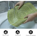 Pikkukuva 3 / 7: 15\" Pyöreä Kudottu Tabletti, Liukumaton Eristävä Kudottu Puuvillainen Pöytämatto, Pestävä (6 kpl:n setti) Verde 6pc placemats and 6pc coasters