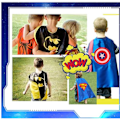 Miniatyrbillede 4 af 5: Superhero Cosplay Kapper + øjenmaske til børn Halloween kostume Captain America Kappe + øjenmaske Captain America
