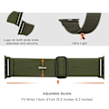 Miniatyrbilde 2 av 5: Pakkestropper Kompatible med Apple Watch-reimer 45 mm 44 mm 42 mm Løkke for iWatch SE Ultra Series 8 7 6 5 4 3 2 1 Svart/Grønn