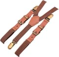 Unisex Y-formad stark 3 clips hängslen elastiska remmar brun S