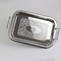 Nordisk serveringsbrett i rustfritt stål med håndtak Elegant rektangulær kaffebar Matholder Dessert Display Plate Decor Sølv L Silver L