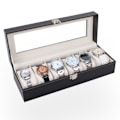 Miniatyrbilde 5 av 5: Watchbox Klockbox for 6 klokker - Svart med hvit søm Svart
