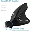 Miniatyrbillede 5 af 7: Ergonomisk mus, 2.4G optisk trådløs vertikal mus med 6 knapper - 3 justerbare DPI 800/1200/1600 til bærbar, PC, computer, desktop, notebook, osv. Charge