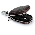 Miniatyrbillede 6 af 6: Bilnøgle Læder Etui, Bærbar Nøglering Læder Etui og Mini Møntlomme, Metalkrog og Lynlås, Bilnøgle Beskyttelses Etui - Rød Brown