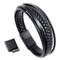Miniatyrbillede 1 af 7: Flettet læderarmbånd til mænd Sort