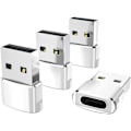 Miniatyrbild 1 av 7: USB till USB-C Adapter 4-pack, Typ C Hona till A Hane Laddningskabelkonverterare för Apple iWatch 8 7, Mac, iPhone 12 13 14 15 Max Pro, Airpods White 4-pack
