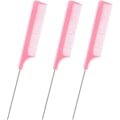 Miniatyrbilde 1 av 6: 3 Hårkammer - Antistatiske hale-kammer, kammer med fine tenner, frisørkam med håndtak i rustfritt stål for kvinner og menn Pink *3