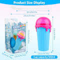 Miniatyrbillede 2 af 7: Slushy Maker Kop, DIY Klem Isterning Kop 500 ml, 2 i 1 Sugerør og Ske, Magisk Fryse Kop Iskop til Fremstilling af Frosne Frugt Smoothies og Milkshakes