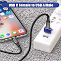 Miniatyrbild 3 av 5: USB till USB C-adapter, USBC hona till A hane OTG-laddare typ C-omvandlare för Apple Watch Ultra iWatch 7 8 9 10, iPhone , Plus Pro Max, AirPods 3 blue 4pc