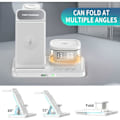 Miniatyrbilde 6 av 9: iPhone Trådløs Lader 5 i 1 LED, Apple Ladestasjon for Reise og Hjemmebruk, Multifunksjonell Ladestativ Hvit 5 i 1 White 5in 1