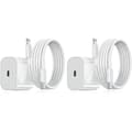2-pakning - Lader for iPhone Adapter+Kabel 20W USB-C Hurtiglader Hvit one size