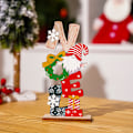 Miniatyrbillede 2 af 5: Juledekoration Nordisk træ ansigtsløs gammel mand malede bogstaver DIY ornamenter Jule nisse ornamenter NOEL