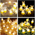 Miniatyrbild 7 av 7: Påskhare Form Ljusslinga 220cm Mini LED Batteridriven Påsk LED Påskdekorationer Hare