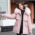 Vinterfodrad bomullsjacka, dam, ny stil, lös sammet och förtjockad, bomullsjacka, varm jacka Pink 2XL