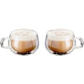 Pikkukuva 2 / 4: Kaksiseinäiset lasiset cappuccino-kahvikupit kahvoilla, 2 kpl, 300 ml - Vahvat, lämmönkestävät ja konepesun kestävät