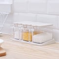 Miniatyrbild 1 av 6: Transparent kryddbox, 3 transparenta kryddförvaringsbehållare för kryddor, salt, sockerflaskor, kryddburkar (med sked)