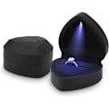 Miniatyrbillede 1 af 7: Ringæske med LED-lys Smykke Gaveæske Forlovelse Kreativ Diamant Hjerteformet Ringæske Vielsesringsæske Til Frieri Forlovelse Bryllup (Sort)