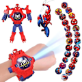 Miniatyrbild 3 av 7: Superhjälte Robert klockarmband, pojke och flicka elektronisk klockprojektor 3D klocka [deformerbar + 21 skärm projektion] Buzz