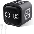 Kubtimer, roterande Pomodoro-timer, 5/10/30/60 minuter och anpassad nedräkning, digital timer med vibration black