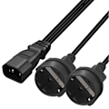 Miniatyrbillede 2 af 5: Iec320-c14 Han Til Eu4.8mm+eu4.8mm Hun Adapter Ledning Y-splitter
