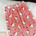Miniatyrbilde 5 av 5: Tegneserie HelloKitty Flanell Pyjamas Dame Plysj Tykk Isolerende Pyjamas Vannmelon Rød M Watermelon Red M