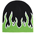 Miniatyrbild 1 av 3: Tjock Varm Öronmuff Beanie Hatt Män Vinter Flamma Tryck Cykling Stickad Hatt Kläder Tillbehör Grön green