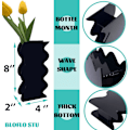 Miniatyrbillede 2 af 5: Sort Akryl Vase, Geometrisk Akryl Blomstervase, Høj Bølgeformet Akryl Vaser til Blomster, Moderne Blomstervaser til Borddekorationer, til Hjemmet