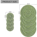 Pikkukuva 7 / 7: 15\" Pyöreä Kudottu Tabletti, Liukumaton Eristävä Kudottu Puuvillainen Pöytämatto, Pestävä (6 kpl:n setti) Verde 6pc placemats and 6pc coasters